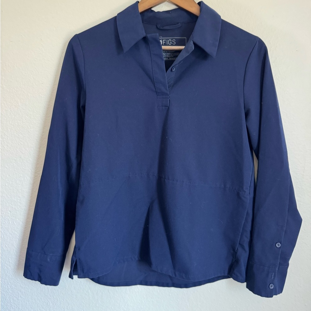Figs Navy Nala Long Sleeve Scrub top